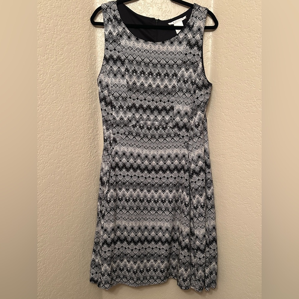 K. Jordan Women’s Preloved Black & White Geometric Print Dress, Size 1X